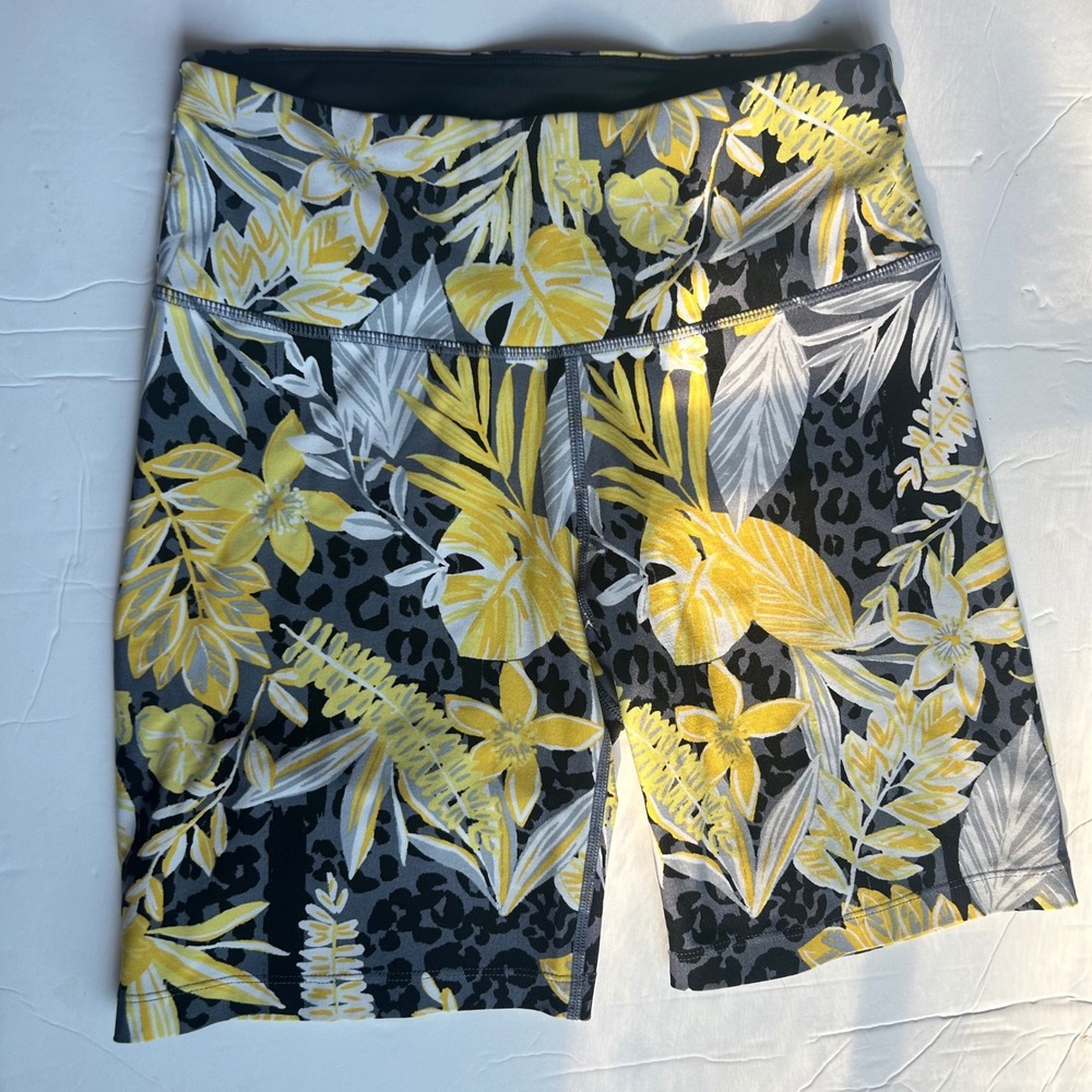 Calvin Klein Performance Women S Yellow Tropical Leopard Print Athletic Shorts
